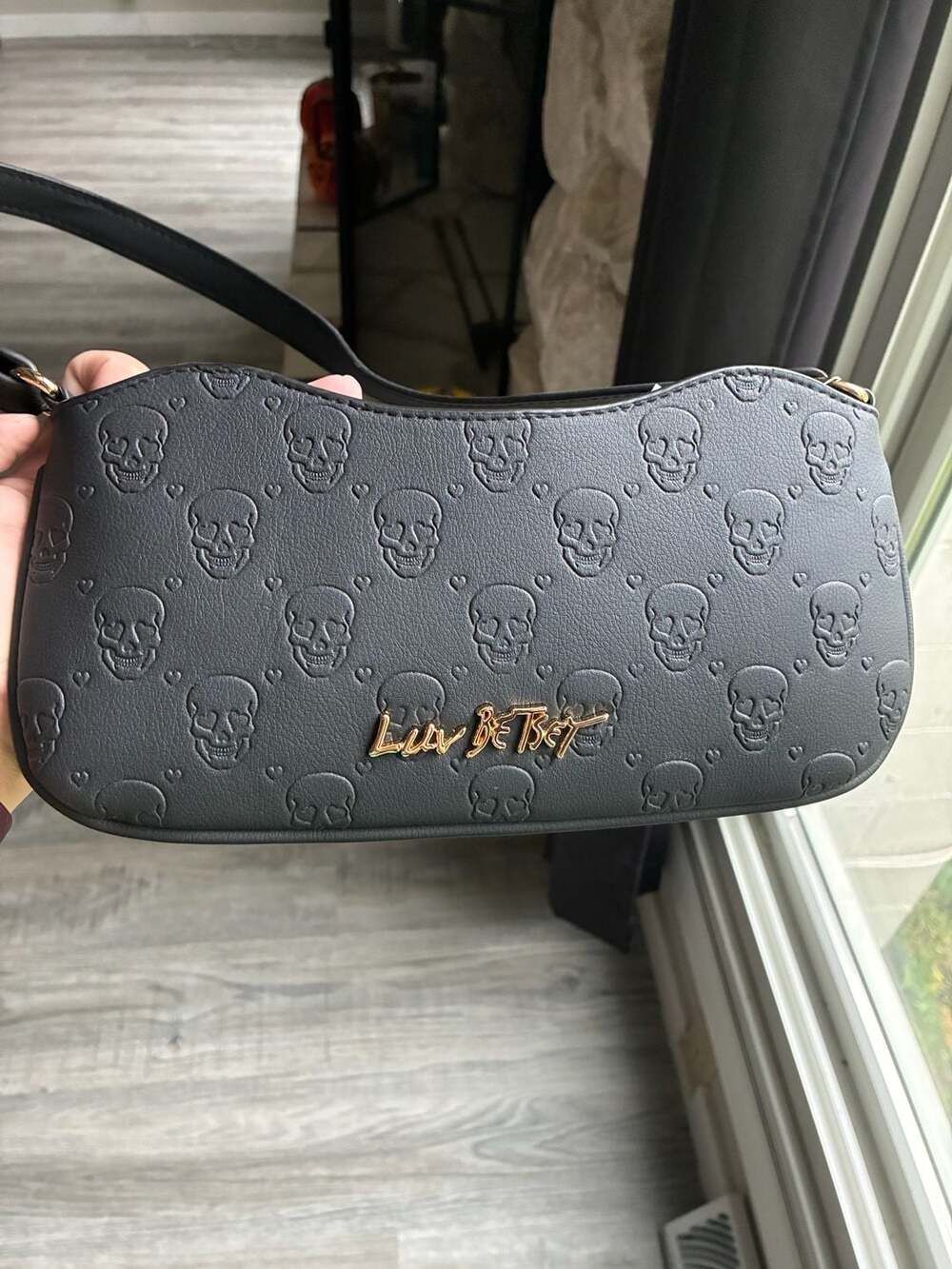 Luv Betsey Skull Crossbody Bag Black Faux Leather